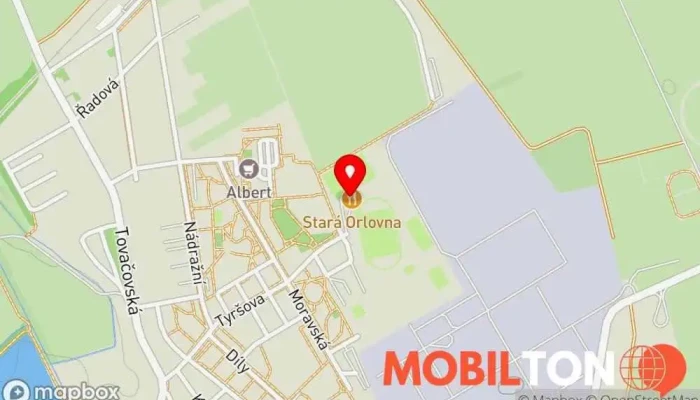 mapa Stará Orlovna Restaurace v Hanácké nám. 802