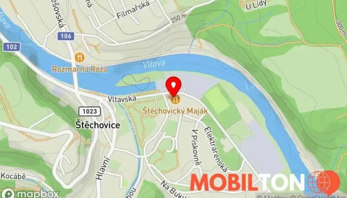 mapa Štěchovický Maják Restaurace v Na Peškově 218