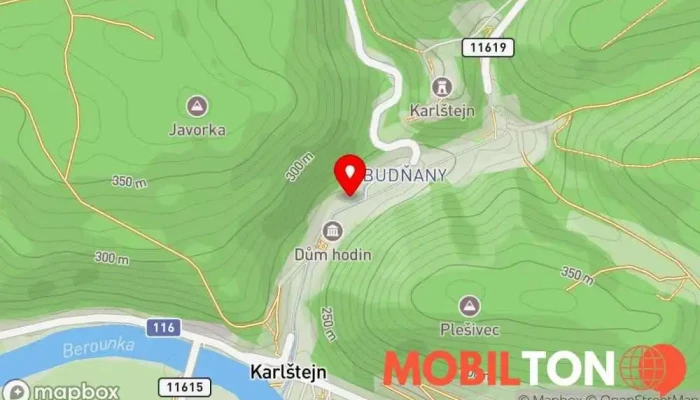 mapa STODOLA Restaurace, Kavárna a bar, Ubytování s pokojovou službou v Karlštejn