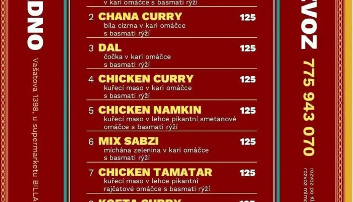 Sultan Indianpakistani Food Menu - Vašatova 1398