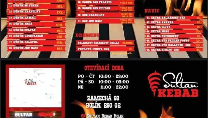 Sultan Kebab -  Menu - Zámecká 88