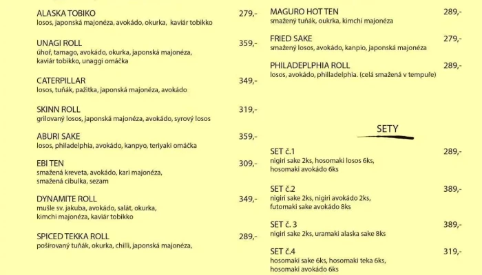 Sushi Corso -  Menu - Nám. Na Sádkách 701