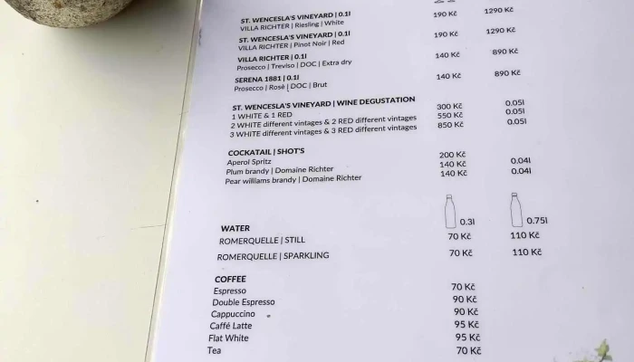 Svatovaclavska Vinice Menu - Praha 1-hradčany