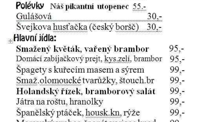 Svejk Restaurant Benesov Menu - Masarykovo Nám. 7