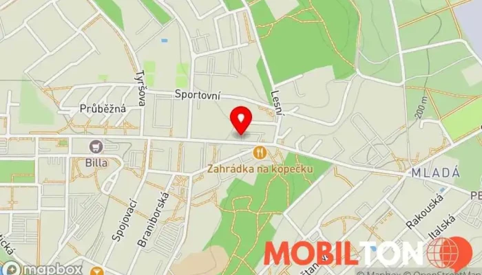 mapa Ta Fabrika street food Hamburgerová restaurace v Armádní