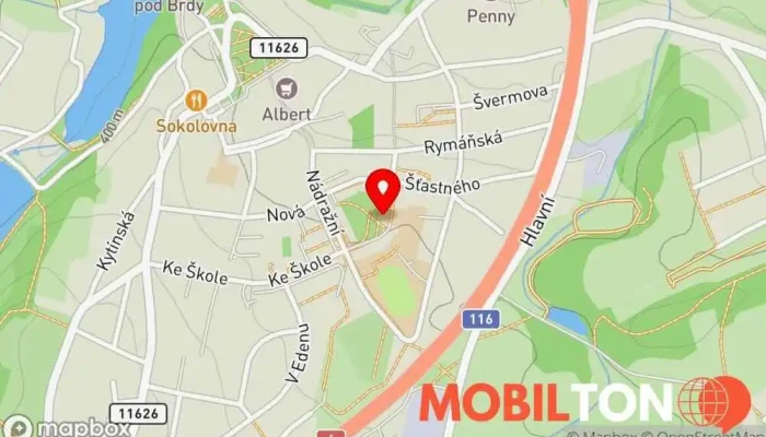 mapa Tady & Teď - Kavárna a Bistro Restaurace v Komenského 420