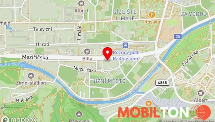 mapa TAT Bistro Rychlé občerstvení v 1 Rožnov pod Radhoštěm-Rožnov pod Radhoštěm 1 CZ, Meziříčská 730