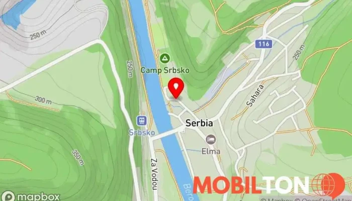 mapa The Garden Restaurace v Srbsko
