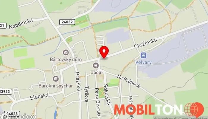 mapa Tipsport, a.s. Sázková kancelář, Restaurace v Chržínská 378