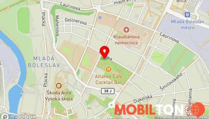 mapa T.J. Sokol Mladá Boleslav Restaurace v Mladá Boleslav II