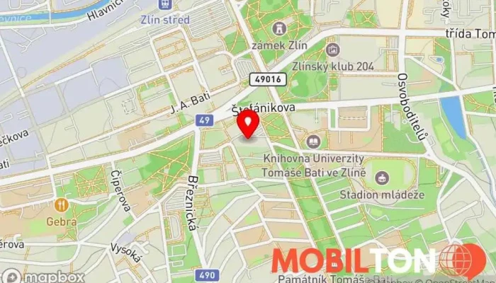 mapa TOM Restaurant Asijská restaurace v 1 Zlín 1 CZ, nám. Práce 2523