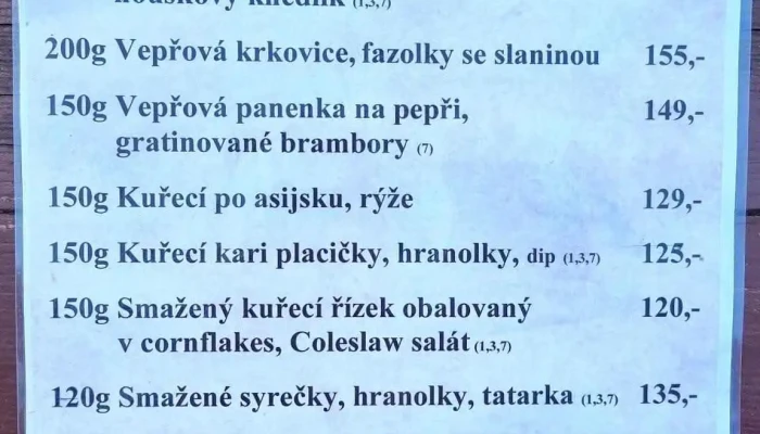 Trnovska Krcma Menu - Trnová