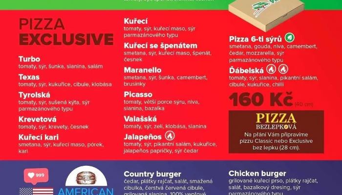 Turbo Pizza Beroun -  Menu - V Plzeňské Bráně 112/3