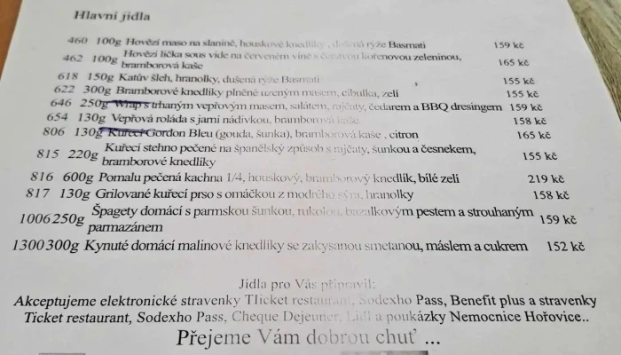U Aleny -  Menu - Husovo Nám. 175