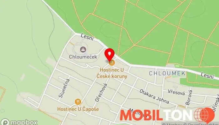 mapa U České Koruny Restaurace v Chloumek