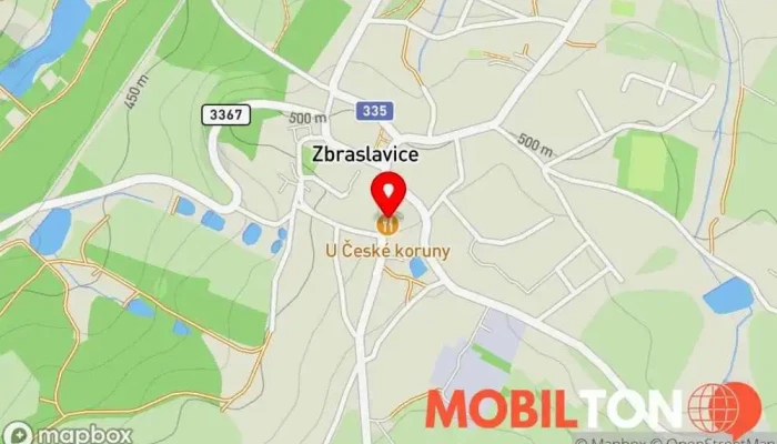 mapa U České koruny Restaurace v Zbraslavice