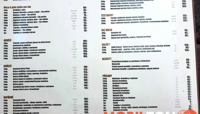U Ceske Lipy Menu - P. Bezruče 1701