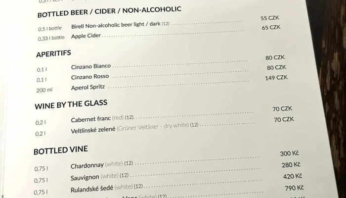 U Dvou Kocek Menu - Staré Město