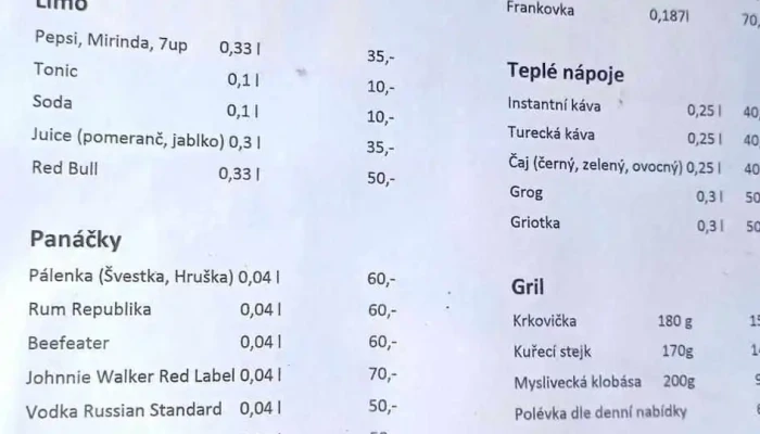 U Dvou Padel Menu - Kamenný Přívoz