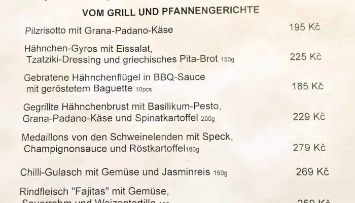 U Fleka -  Menu - Tulipánová 142