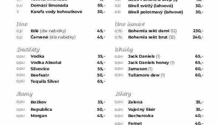 U Kaji Marika Menu - Skalecká 124