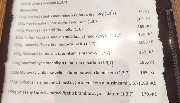 U Karlovych Varu Menu - Masarykovo Nám. 284