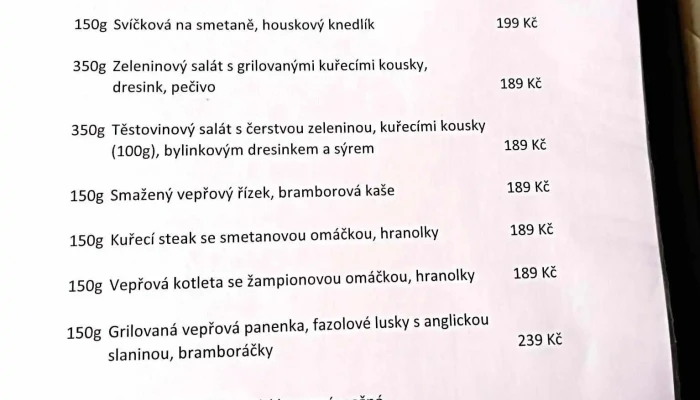 U Kocky Menu - Lázeňské Nám. 554