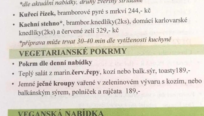 U Kone   Restaurace S Cukrarnou Menu - Kokořín