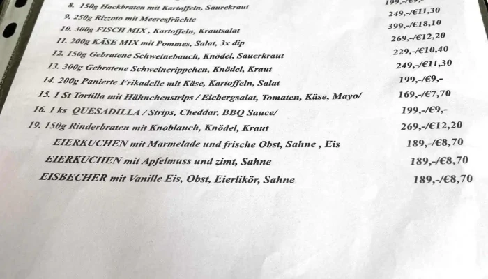 U Krejzu Restaurant Penzion Pivnice Menu - Sadová 250