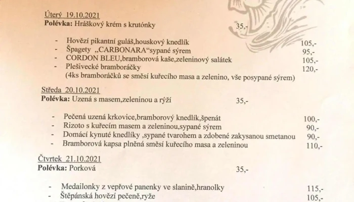 U Pstruha -  Menu - Ohrazenice