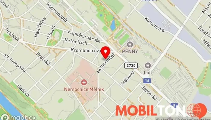 mapa U Thona Hospoda v Nemocniční 482