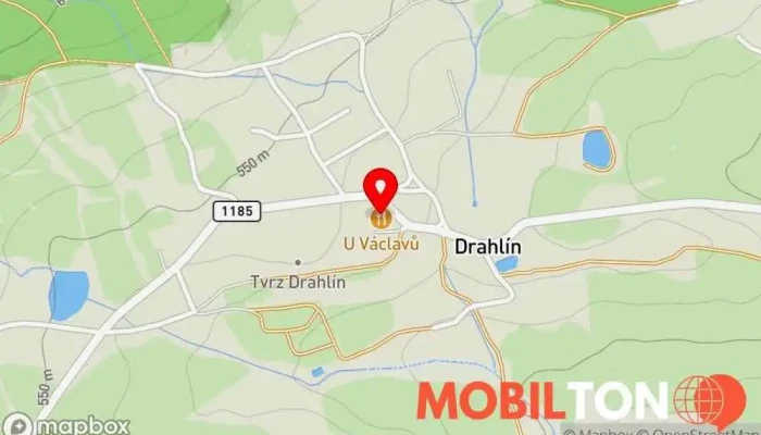 mapa U Václavů Restaurace v Drahlín-Příbram 1