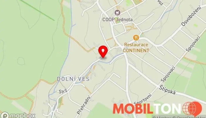mapa U Žáků - restaurace Hospoda, Obchod s potravinami, Restaurace v Dolní Ves