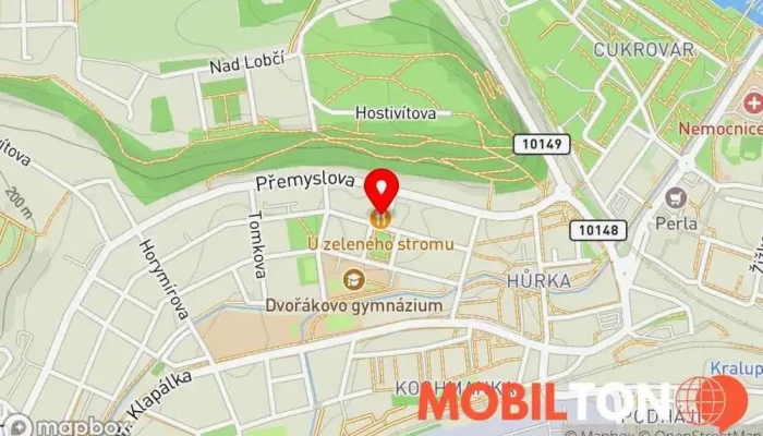 mapa U Zeleného stromu Kralupy Restaurace, Prodej piv, Česká restaurace, Vinárna v Dvořákova 486/5