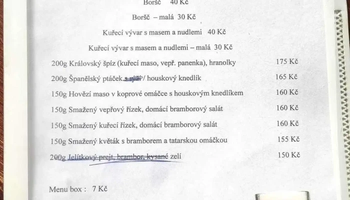U Zeleneho Stromu Kralupy Menu - Dvořákova 486/5