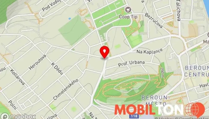 mapa U Zelených Bar v Beroun-Město