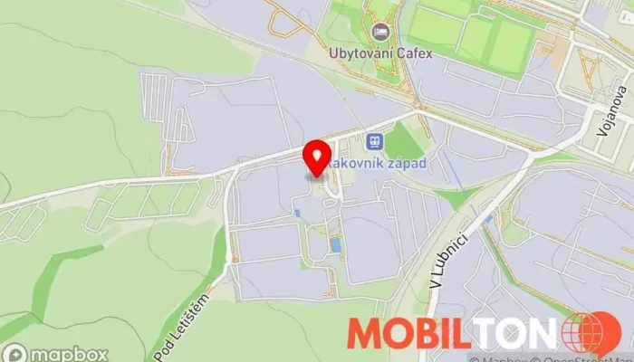 mapa Ubytovna Rakovník Hostel, Ubytování pod střechou v Kuštova 2685