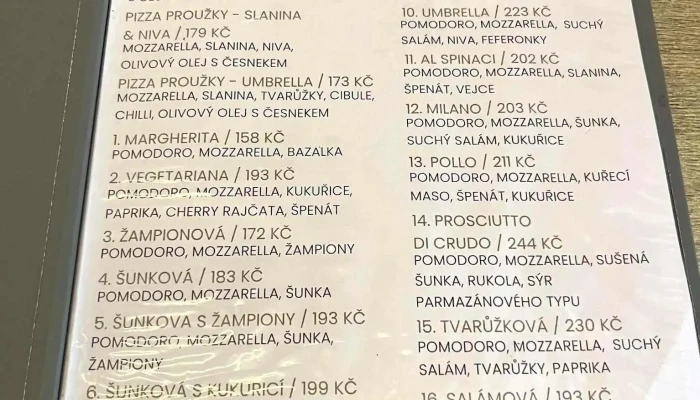 Umbrella Pizza Restaurant Menu - Štefánikova 159
