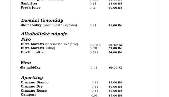 Un Caffe Bistro Menu - Mladá Boleslav Ii