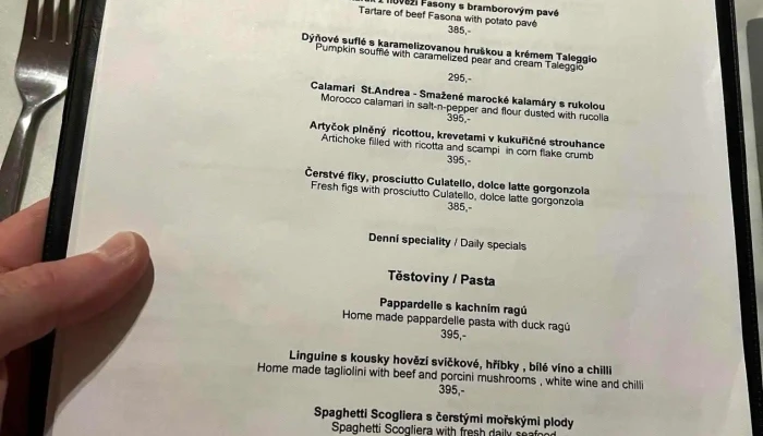 Unico Osteria E Caffe -  Menu - Velvarská 411