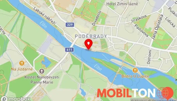 mapa Výletní loď Král Jiří Restaurace na parníku, Plavební společnost v přístaviště pod zámkem, Labské nábř.
