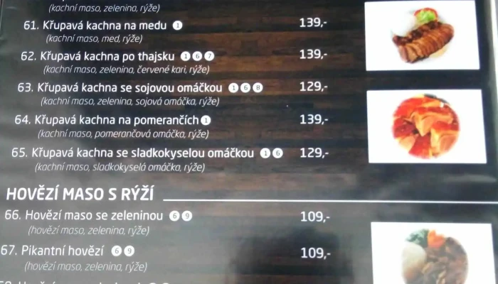 Xinchao Restaurant -  Menu - Ulice Váňova 3226