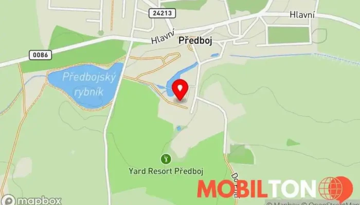 mapa Yard Resort Restaurace v Předboj-Kojetice u Prahy