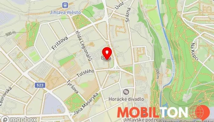 mapa ZÁKLADNA restaurace & PUB Jihlava Restaurace v Tolstého 1455/2 586 01