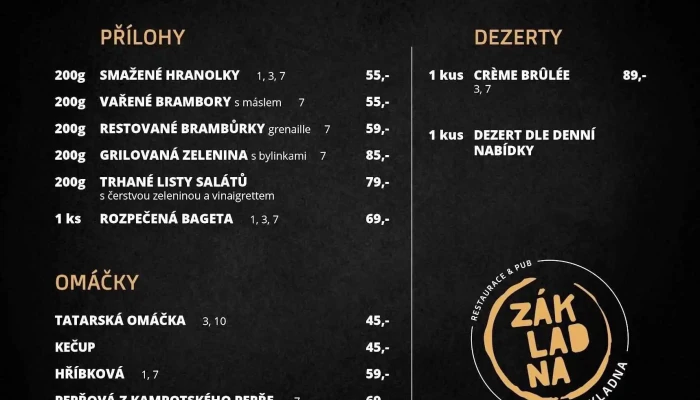 Zakladna Restaurace Pub Jihlava Menu - Tolstého 1455/2 586 01