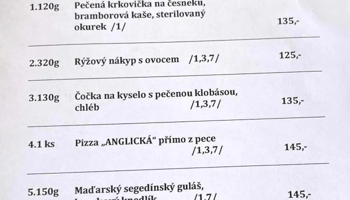 Zamecek Strani Menu - Nám. U Zámečku 71
