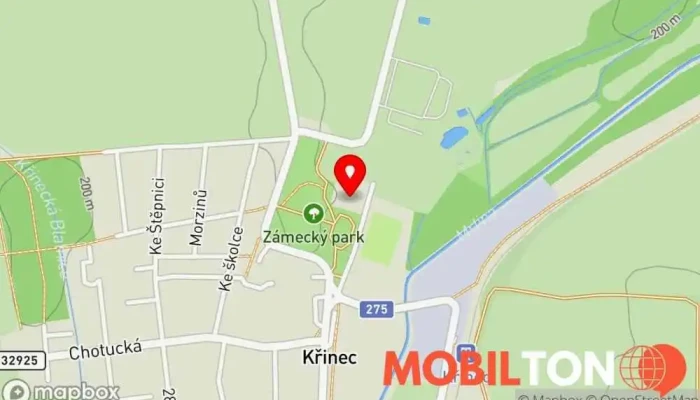 mapa Zámecká Kavárna Kavárna v Křinec