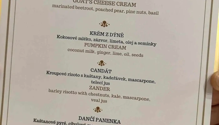 Zamecka Restaurace Menu - Liblice