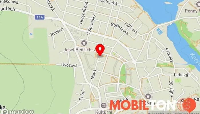 mapa Zastávka Srdcovka Restaurace v Žižkova 1037