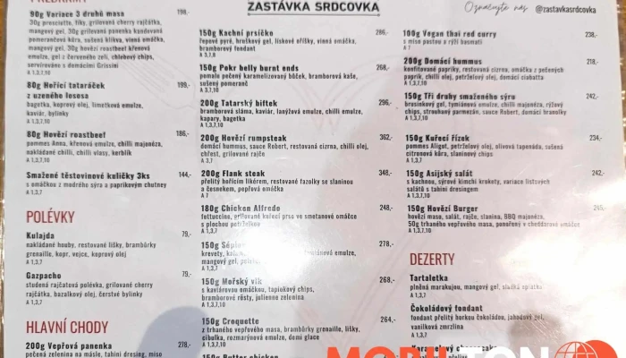 Zastavka Srdcovka Menu - Žižkova 1037